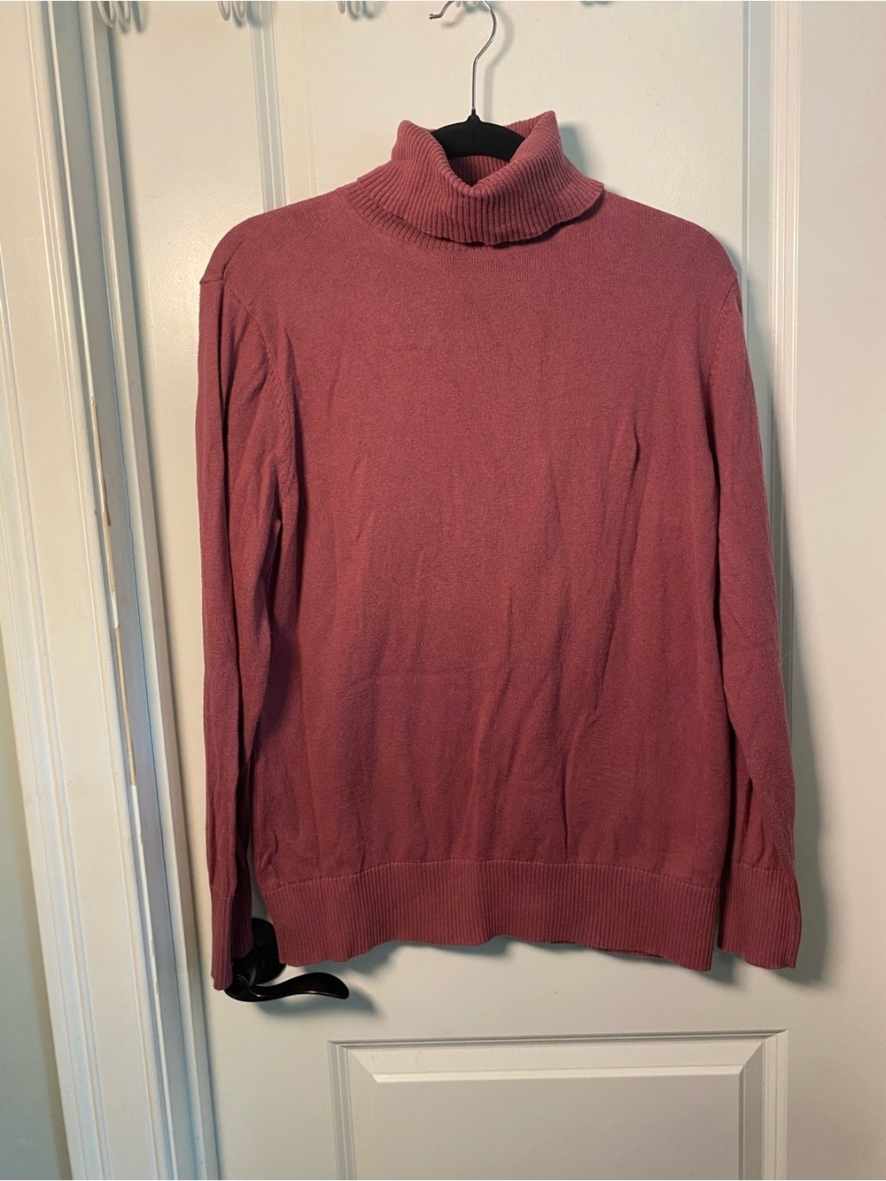 L.L.Bean Rose-Mauve Ribbed Turtleneck Sweater